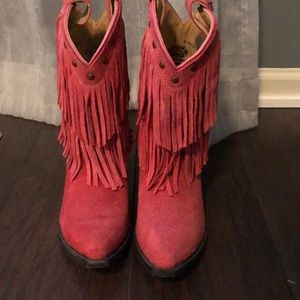 🌟Girls Size 3 Pink Suede Cowboy Boots 🌟